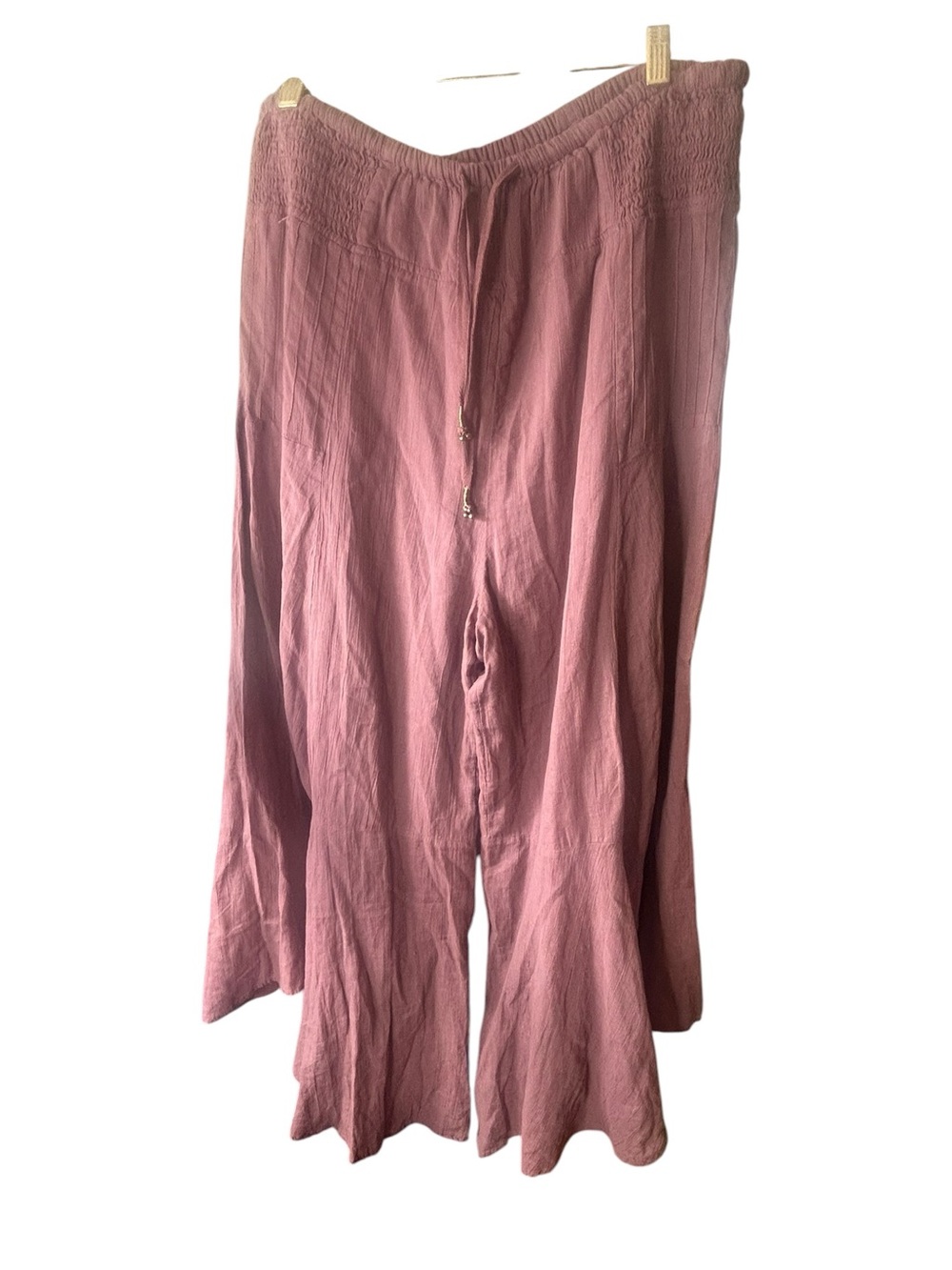 New Free People Harem Cropped Pants Pull On drawstring Large Rose